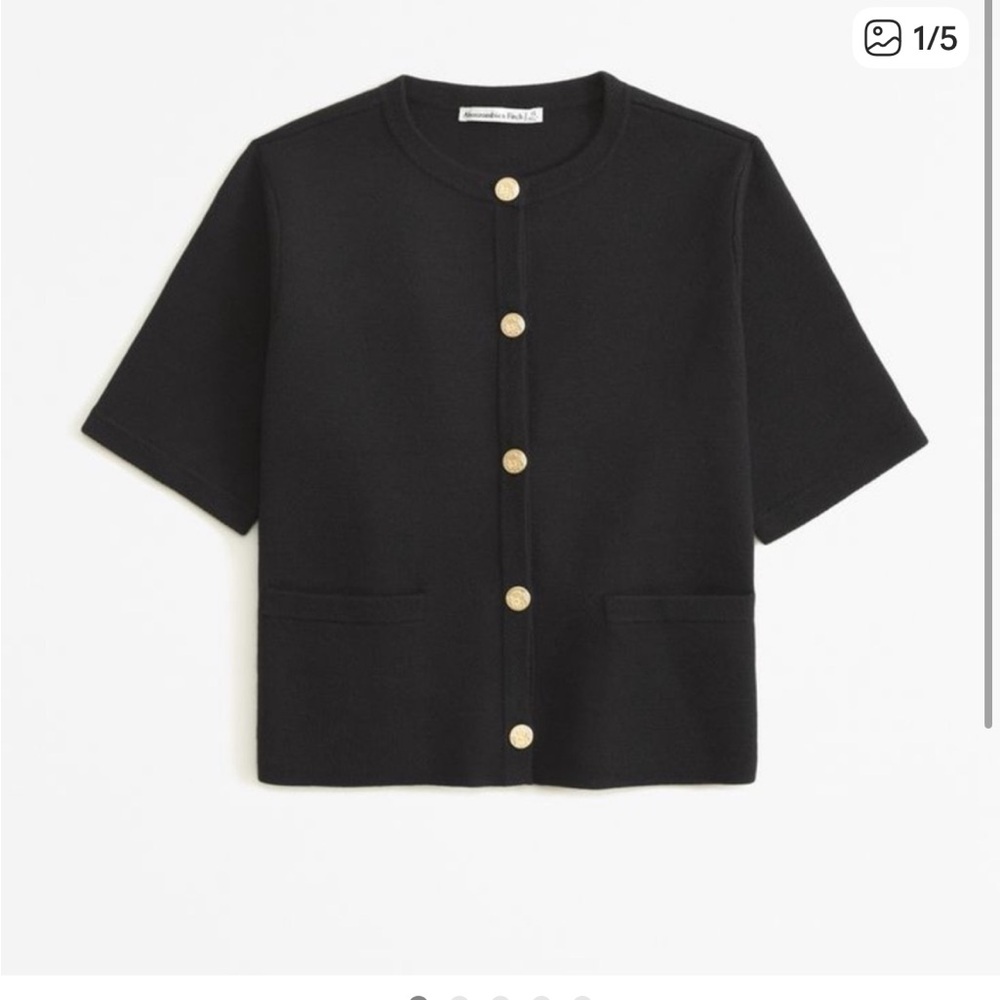 Abercrombie & Fitch Black Short Sleeve Blazer sweater